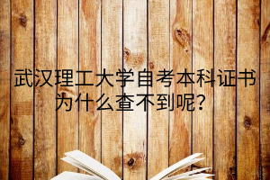 武汉理工大学自考本科证书为什么查不到呢？
