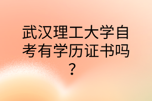 武汉理工大学自考有学历证书吗？